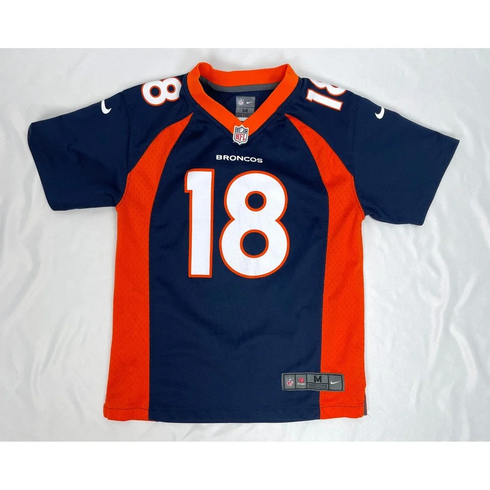 Nike NFL Broncos‎ Youth Medium 10/12 Peyton Manning Orange Blue Jersey Shirt #18